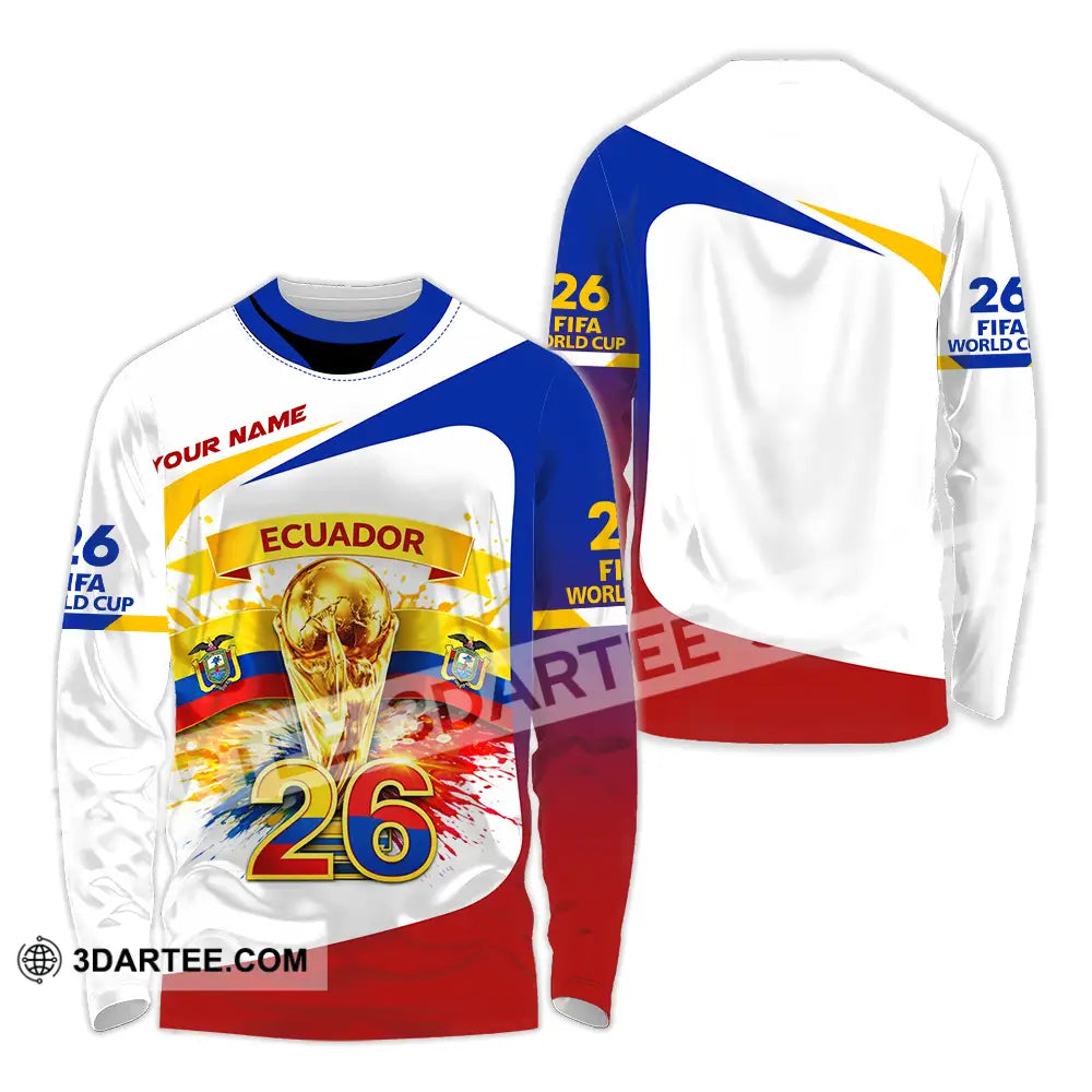 Unisex Shirt - Custom Ecuador World Cup 2026 3D Shirt - Long Sleeve Shirt / S - T-shirt