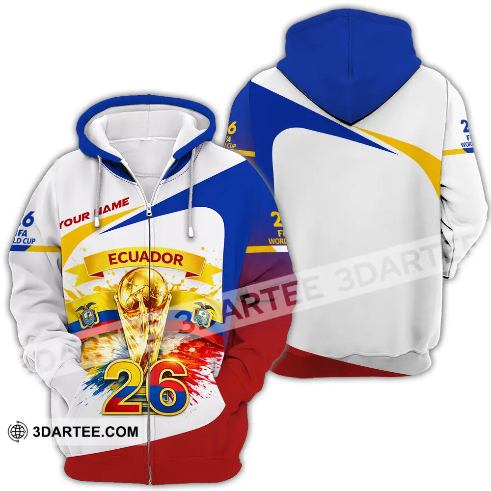 Unisex Shirt - Custom Ecuador World Cup 2026 3D Shirt - Zipper Hoodie / S - T-shirt