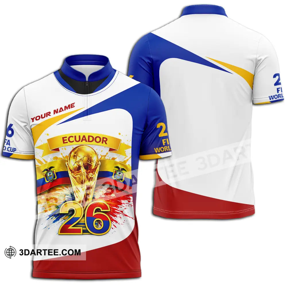Unisex Shirt - Custom Ecuador World Cup 2026 3D Shirt - Zipper Polo Shirt / S - T-shirt