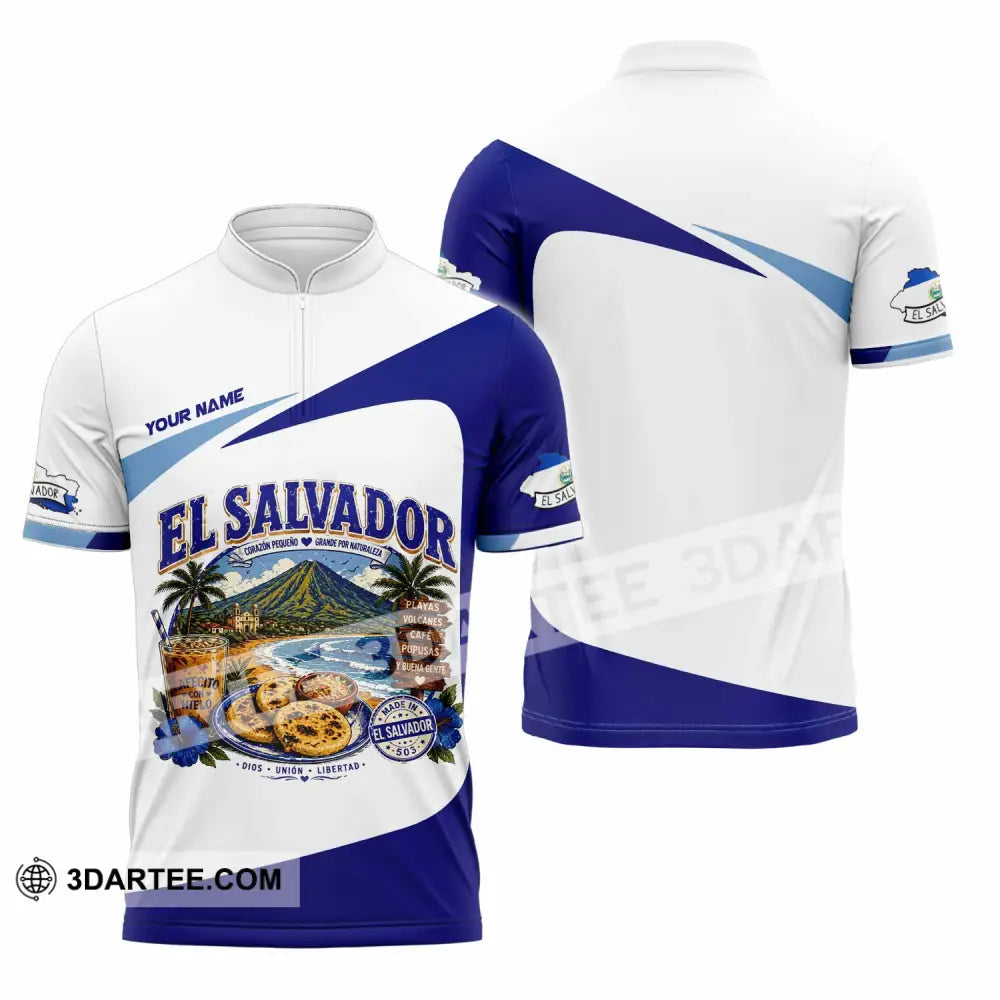 Unisex Shirt - Custom El Salvador Shirt - Zipper Polo Shirt / S - T-shirt