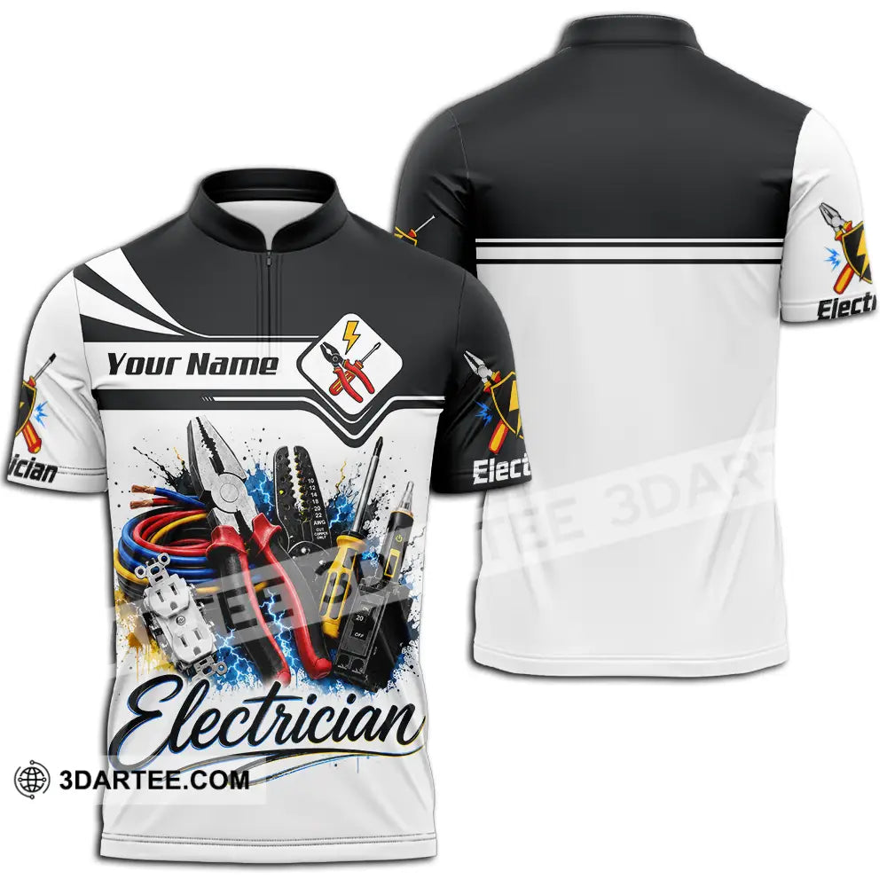 Unisex Shirt - Custom Electrician Shirt - Zipper Polo Shirt / S - T-shirt