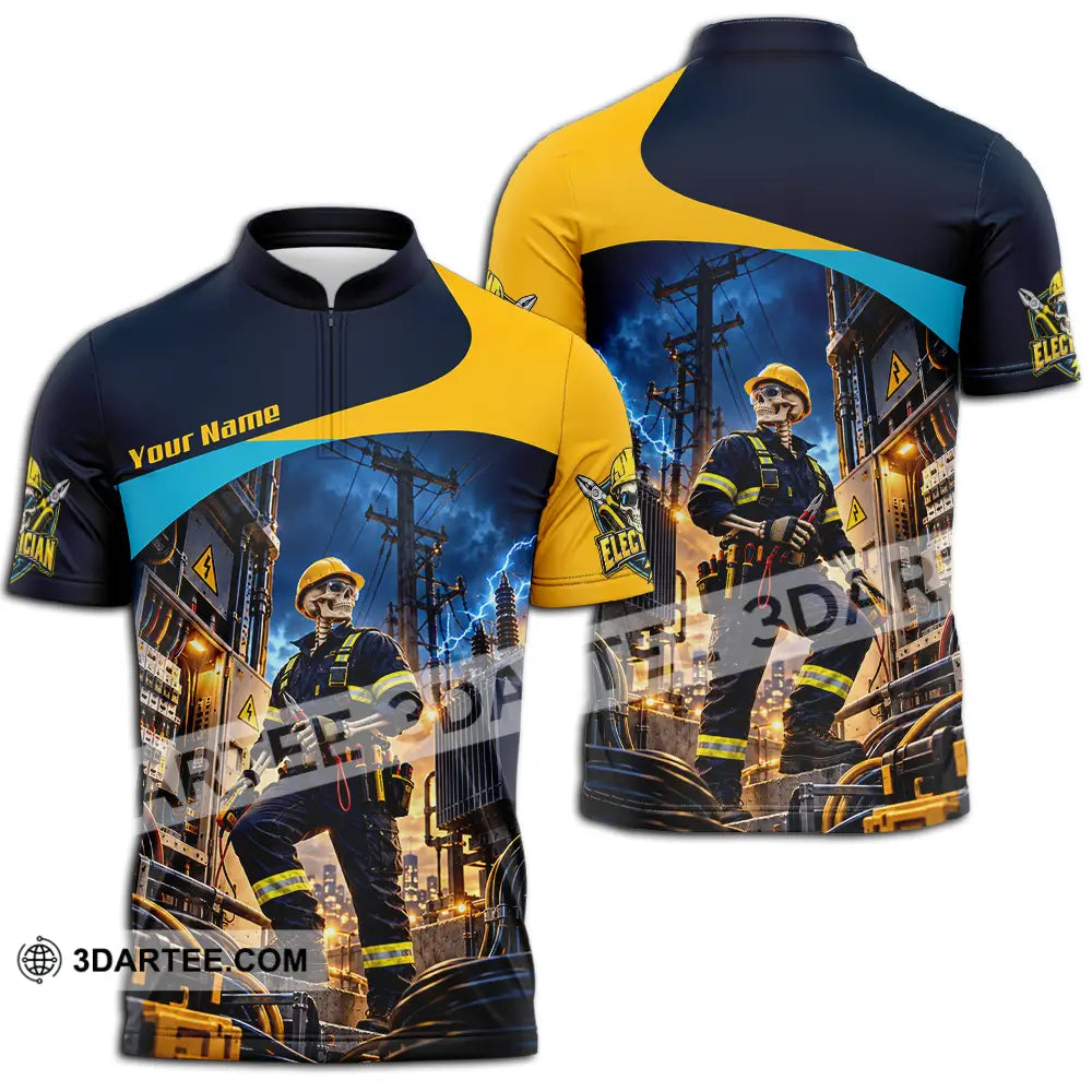 Unisex Shirt - Custom Electrician Shirt - Zipper Polo Shirt / S - T-shirt