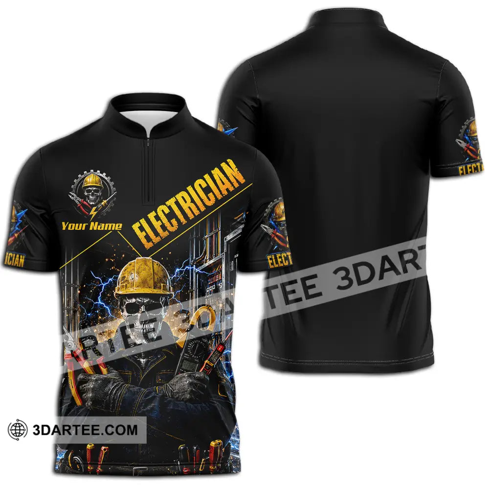 Unisex Shirt - Custom Electrician Shirt - Zipper Polo Shirt / S - T-shirt