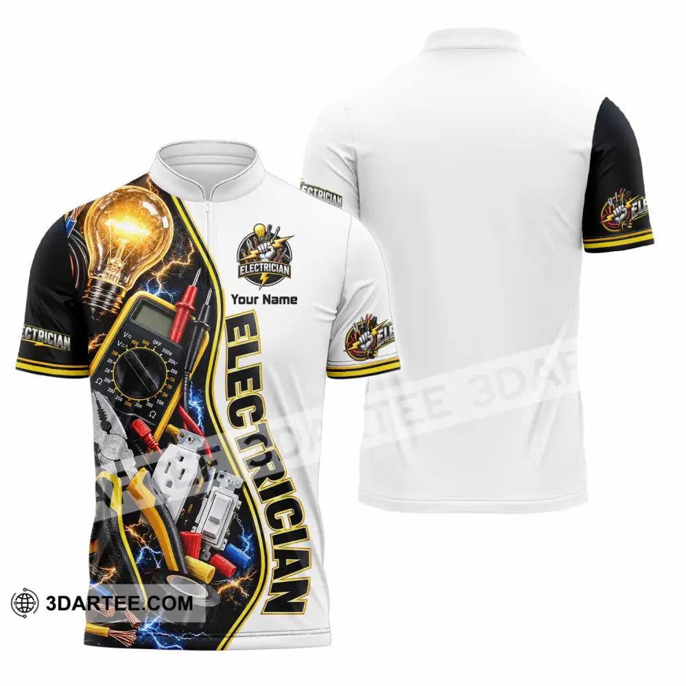 Unisex Shirt - Custom Electrician Shirt - Zipper Polo Shirt / S - T-shirt
