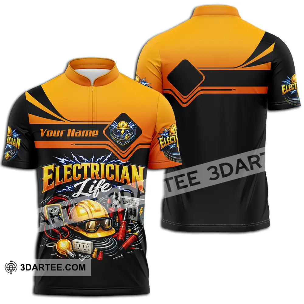 Unisex Shirt - Custom Electrician Shirt - Zipper Polo Shirt / S - T-shirt