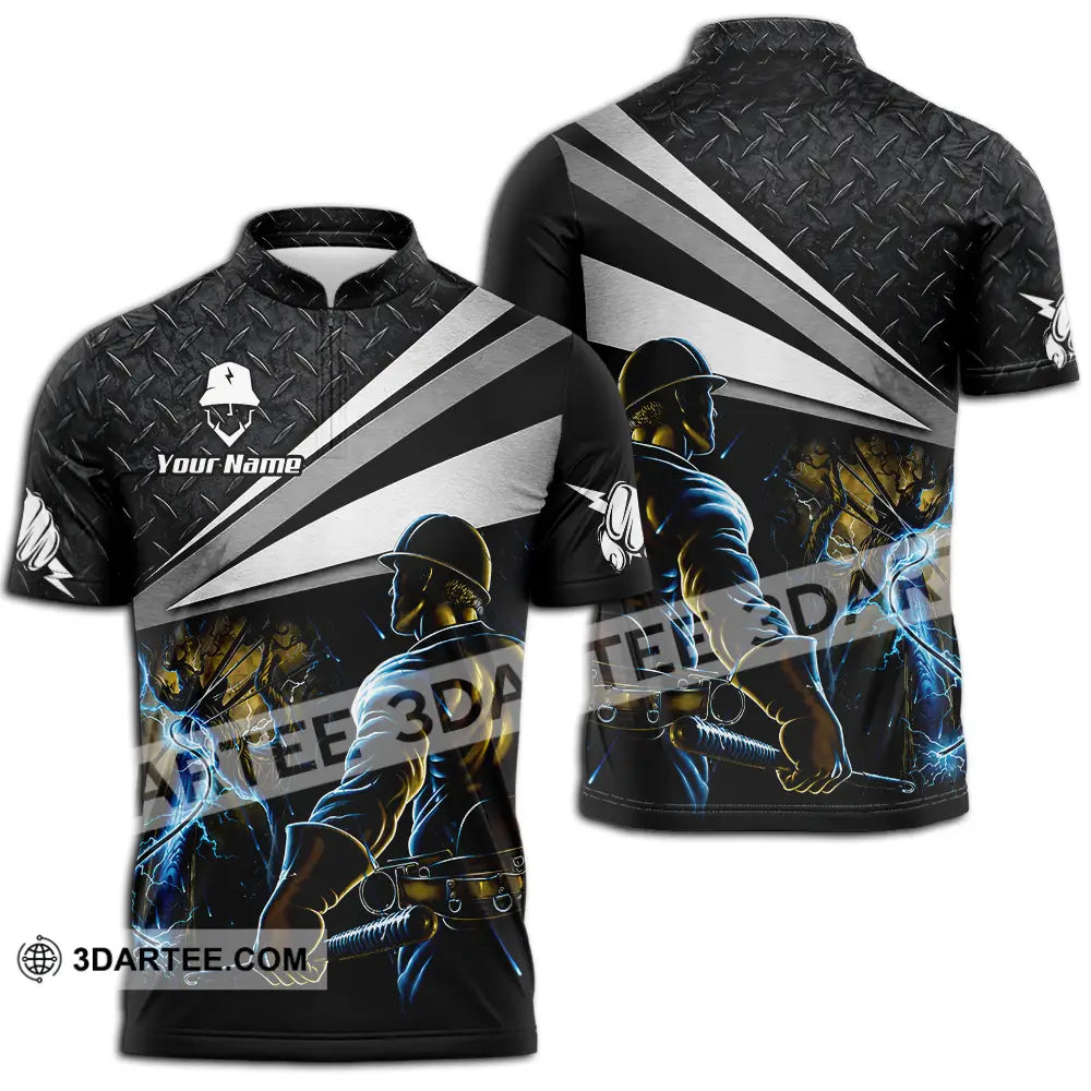 Unisex Shirt - Custom Electrician Shirt - Zipper Polo Shirt / S - T-shirt
