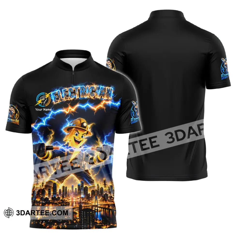 Unisex Shirt - Custom Electrician Shirt - Zipper Polo Shirt / S - T-shirt