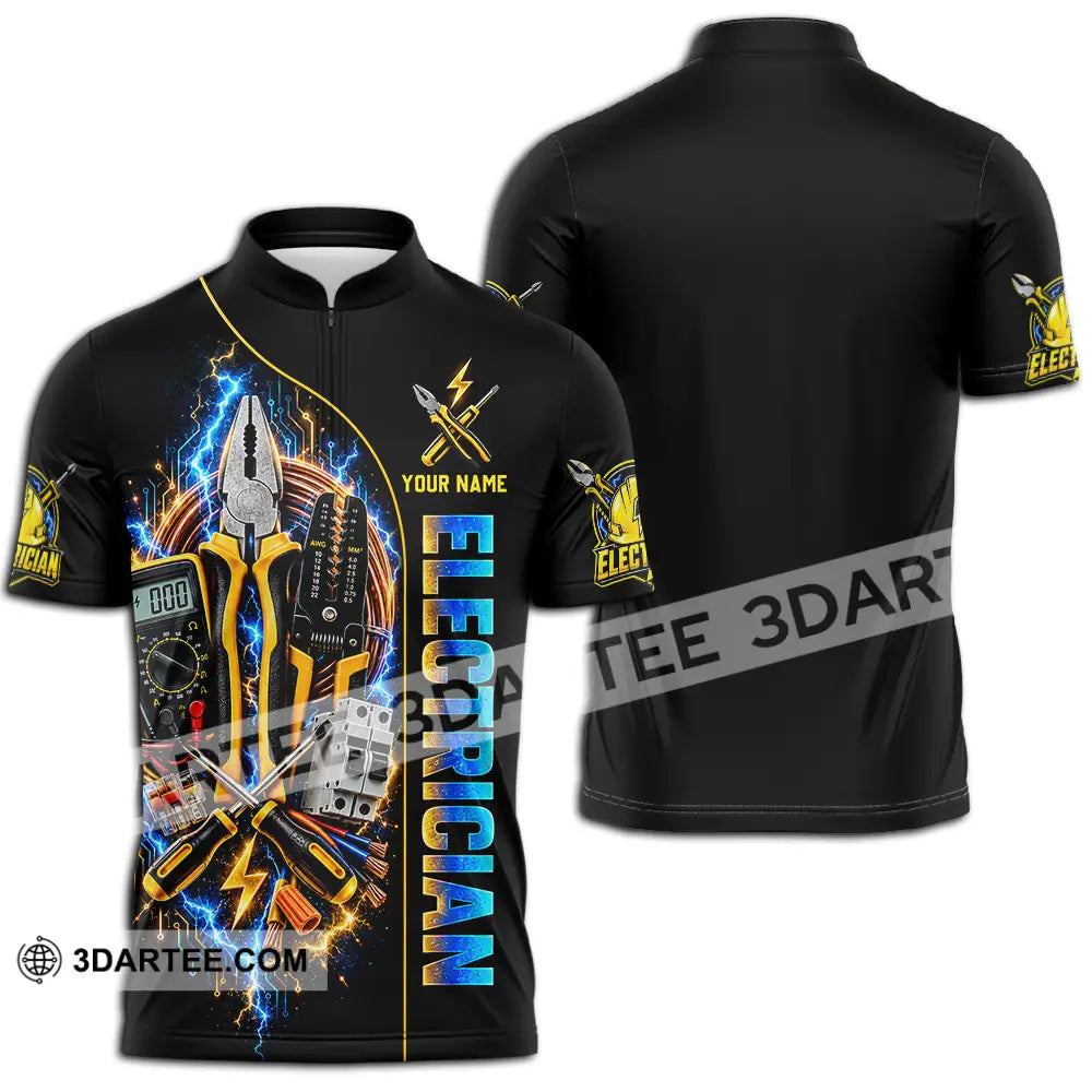 Unisex Shirt - Custom Electrician Shirt - Zipper Polo Shirt / S - T-shirt