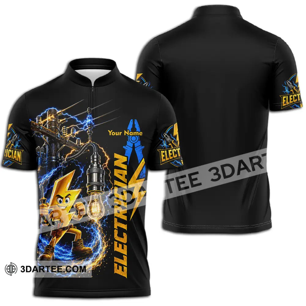 Unisex Shirt - Custom Electrician Shirt - Zipper Polo Shirt / S - T-shirt