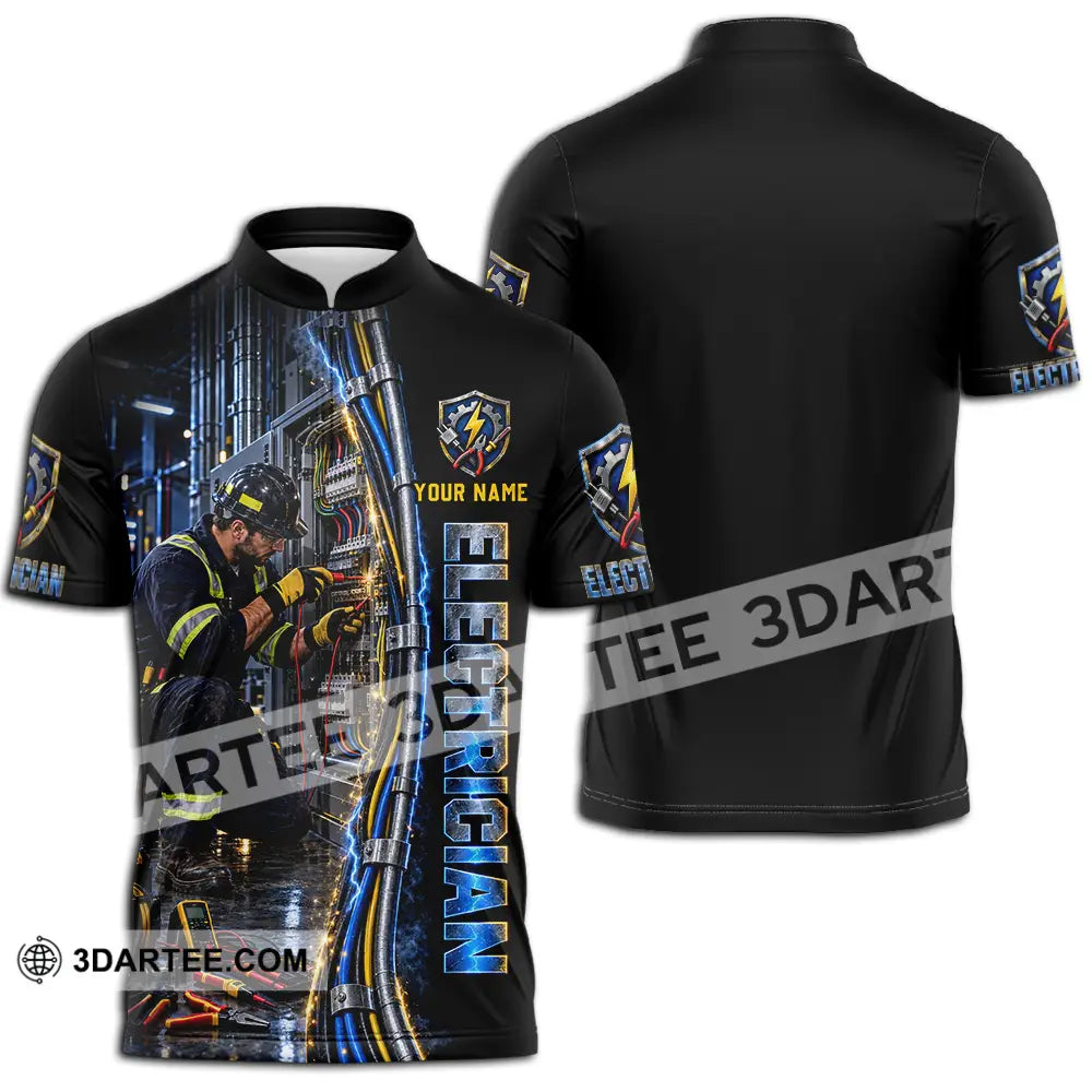 Unisex Shirt - Custom Electrician Shirt - Zipper Polo Shirt / S - T-shirt