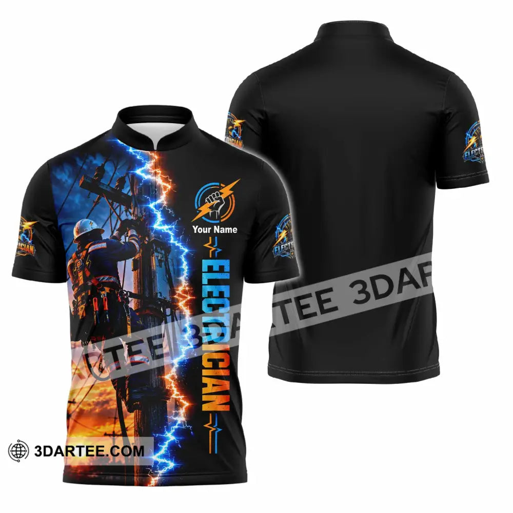 Unisex Shirt - Custom Electrician Shirt - Zipper Polo Shirt / S - T-shirt