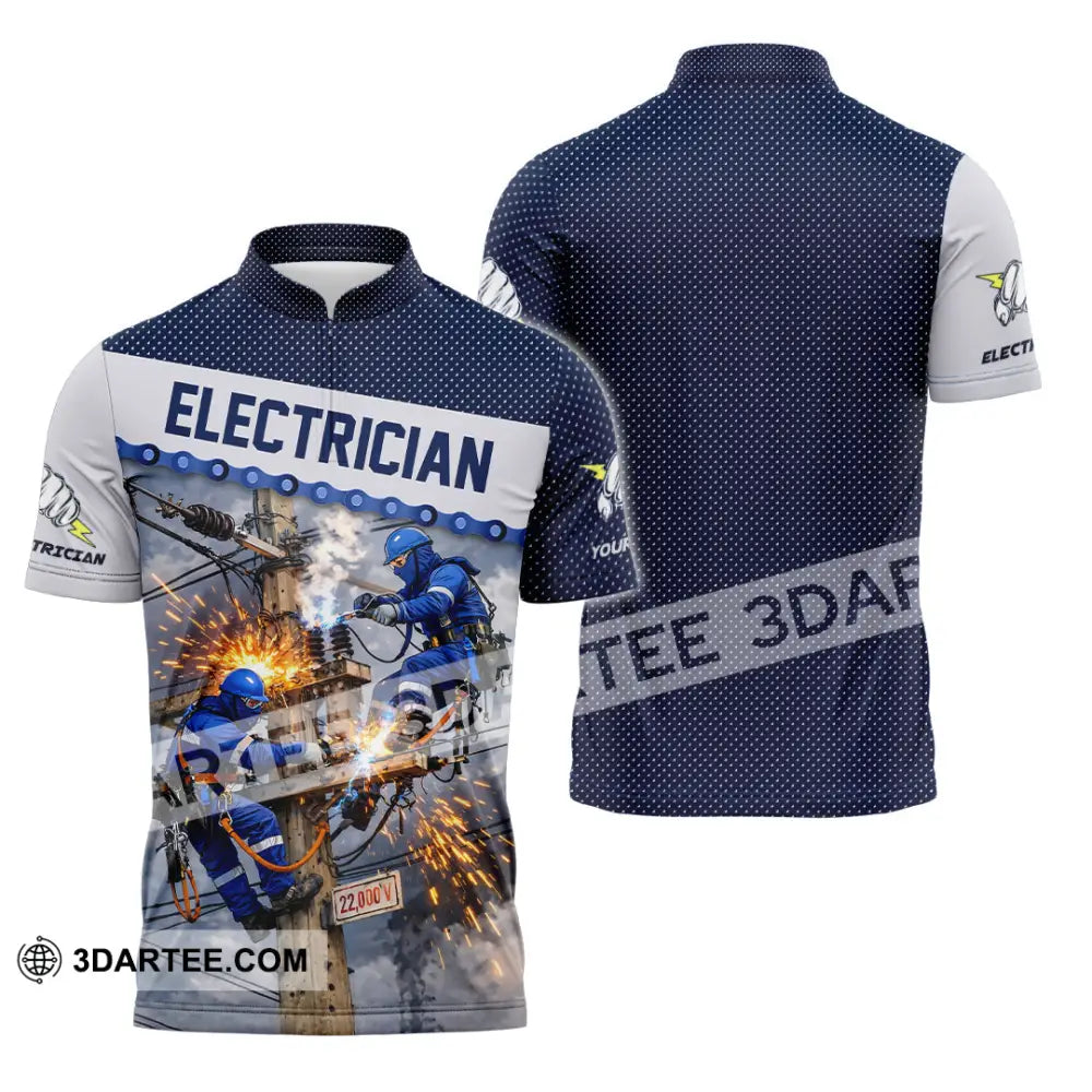 Unisex Shirt - Custom Electrician Shirt - Zipper Polo Shirt / S - T-shirt