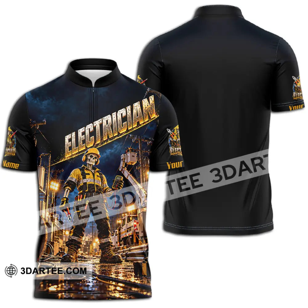 Unisex Shirt - Custom Electrician Shirt - Zipper Polo Shirt / S - T-shirt