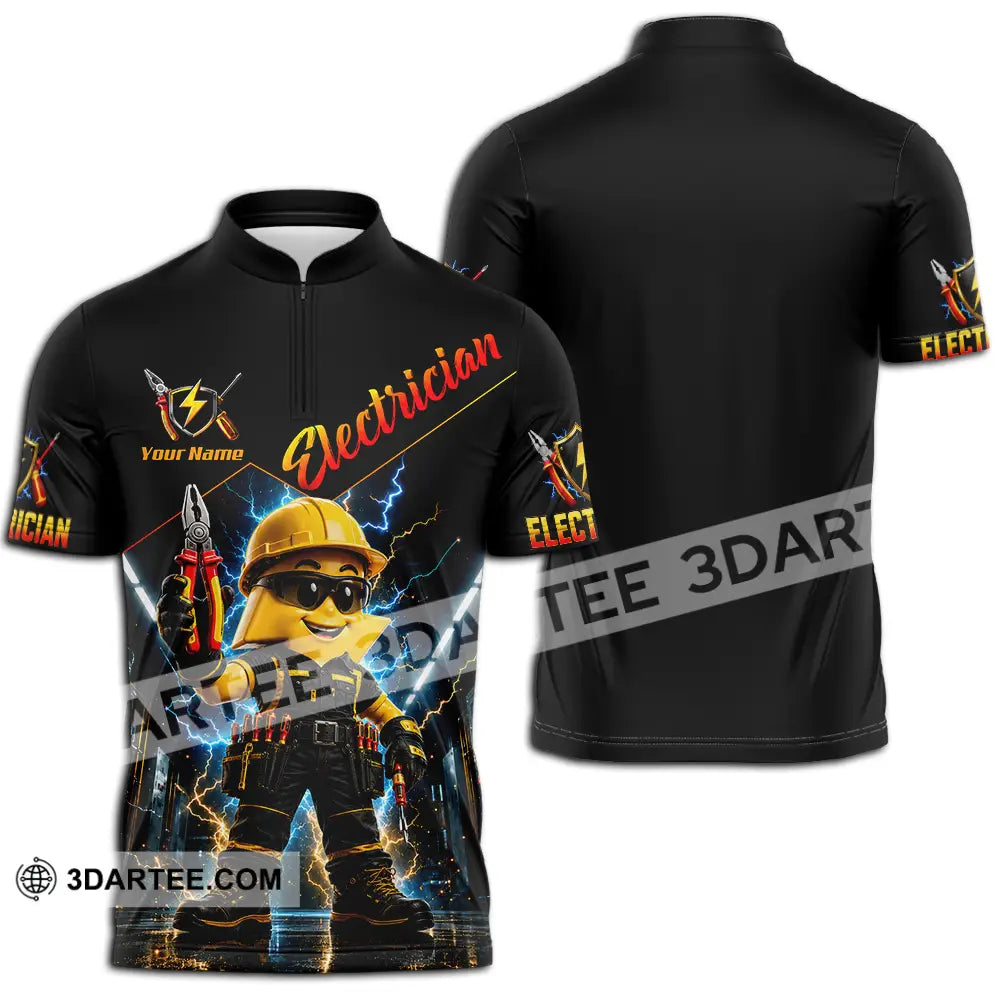 Unisex Shirt - Custom Electrician Shirt - Zipper Polo Shirt / S - T-shirt