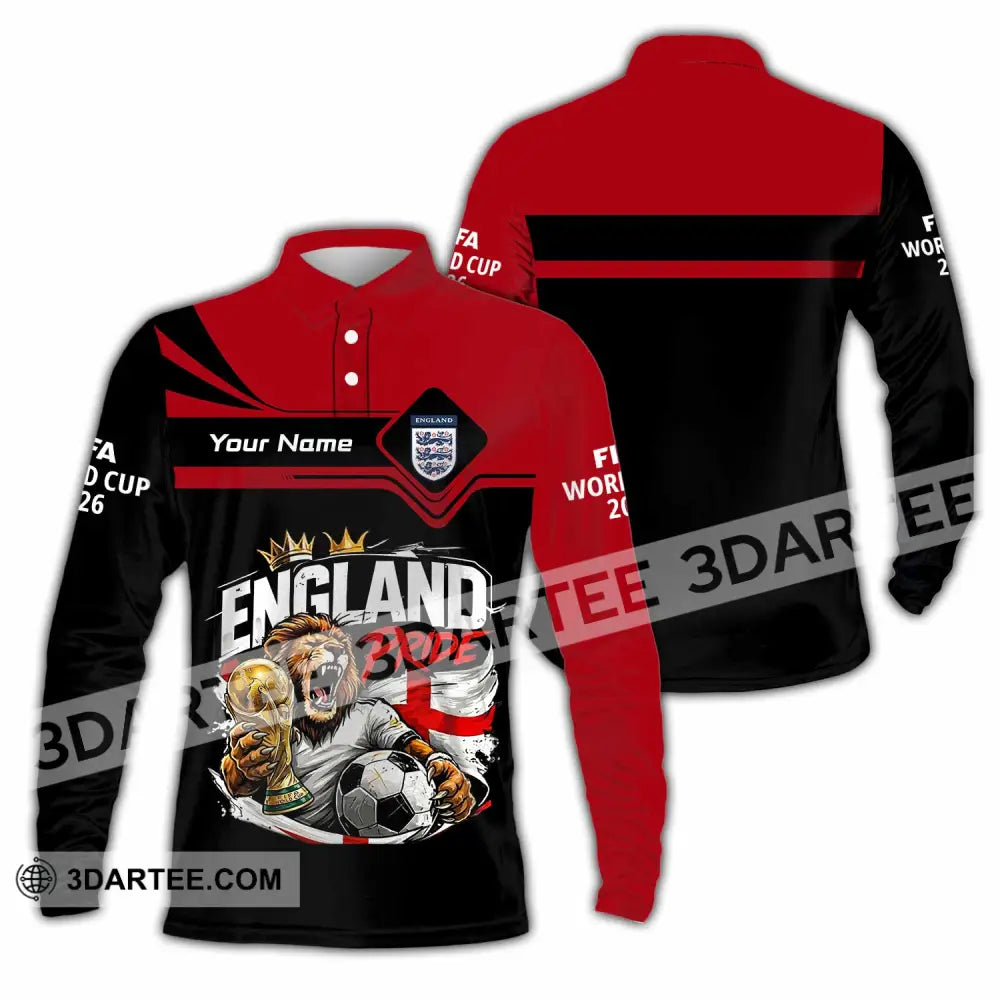 Unisex Shirt - Custom England World Cup 2026 3D Shirt - Long Sleeve Polo / S - T-shirt