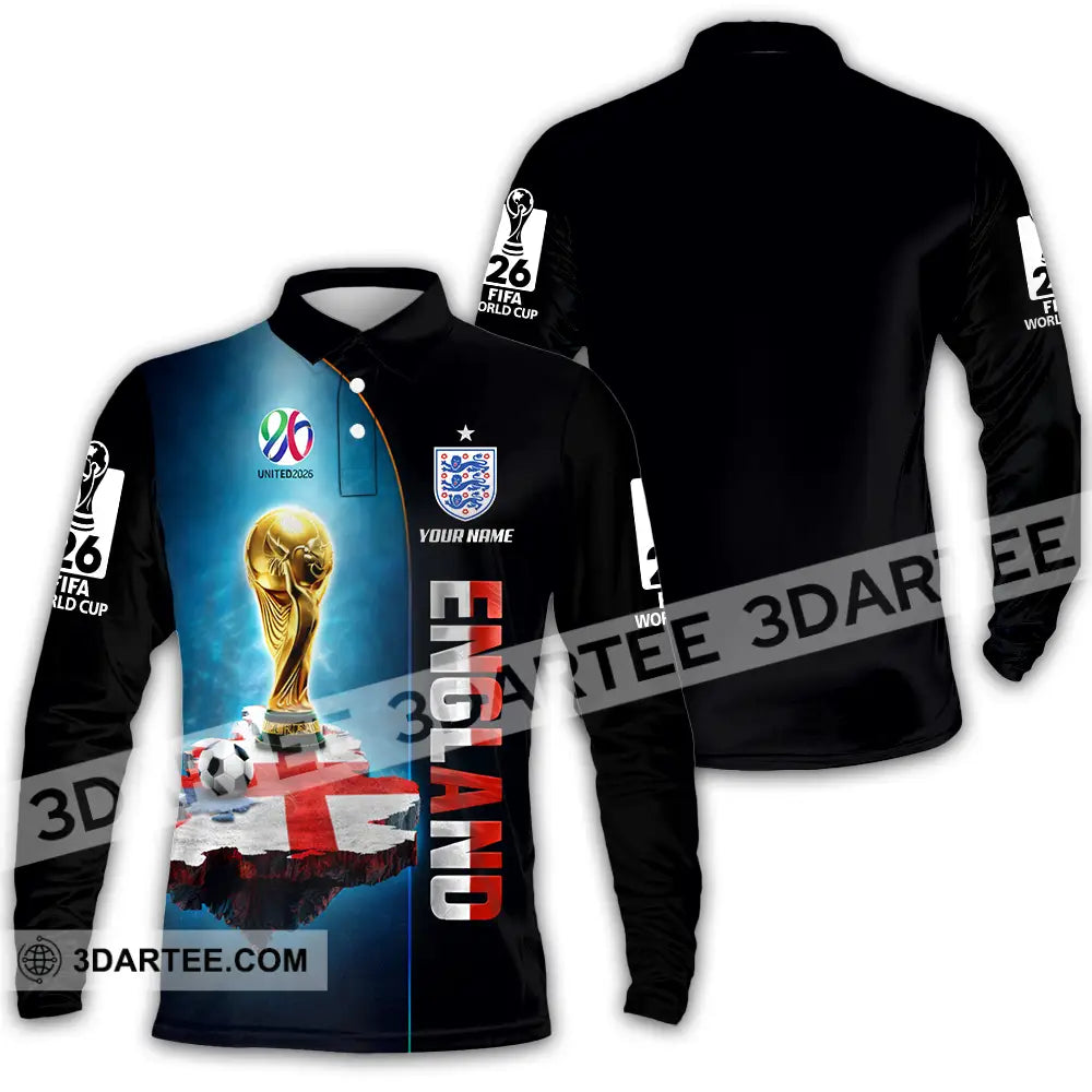 Unisex Shirt - Custom England World Cup 2026 3D Shirt - Long Sleeve Polo / S - T-shirt