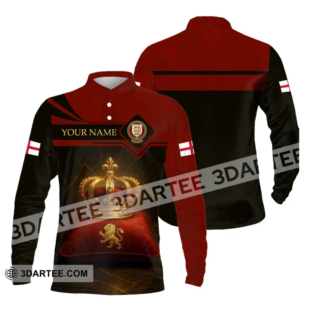 Unisex Shirt - Custom England 3D Shirt Long Sleeve Polo / S T-shirt