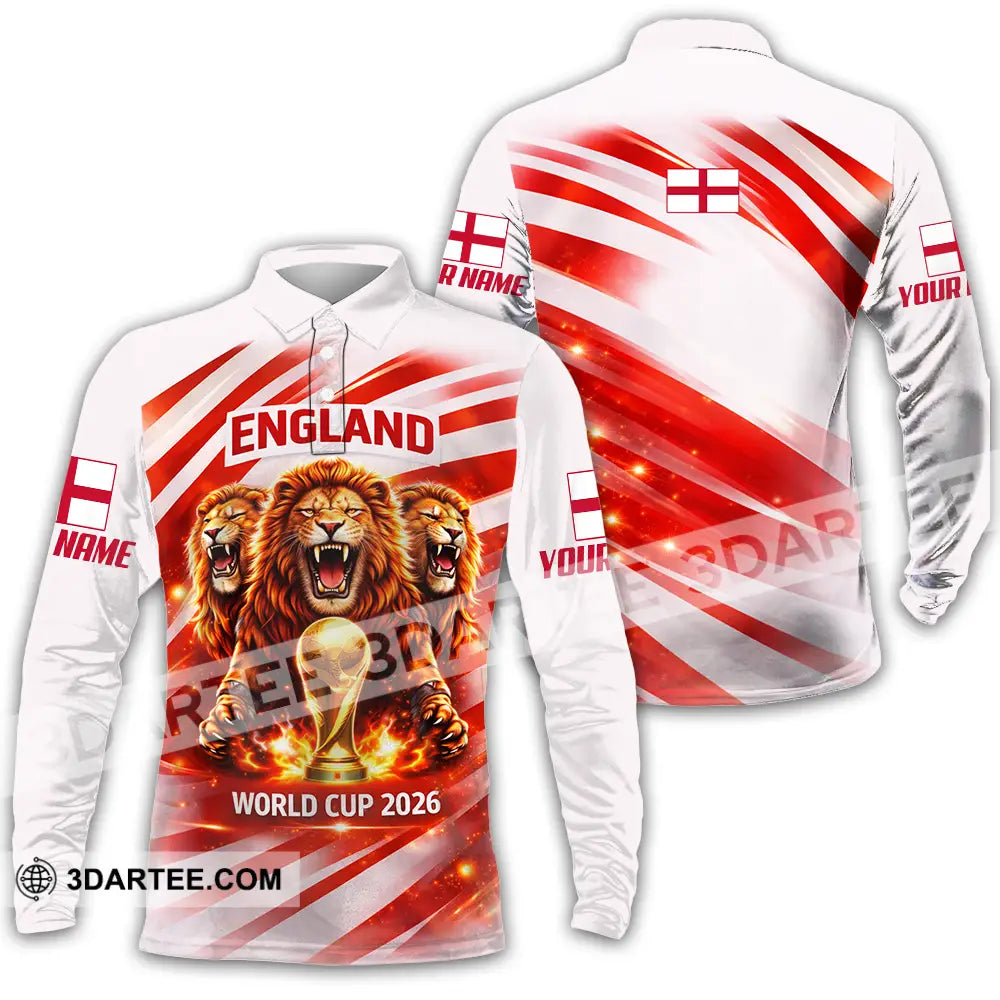 Unisex Shirt - Custom England World Cup 2026 3D Shirt - Long Sleeve Polo / S - T-shirt