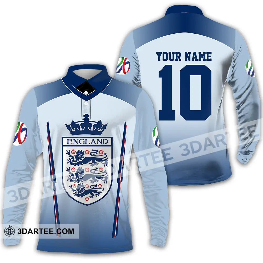 Unisex Shirt - Custom England 3D Shirt Long Sleeve Polo / S T-shirt