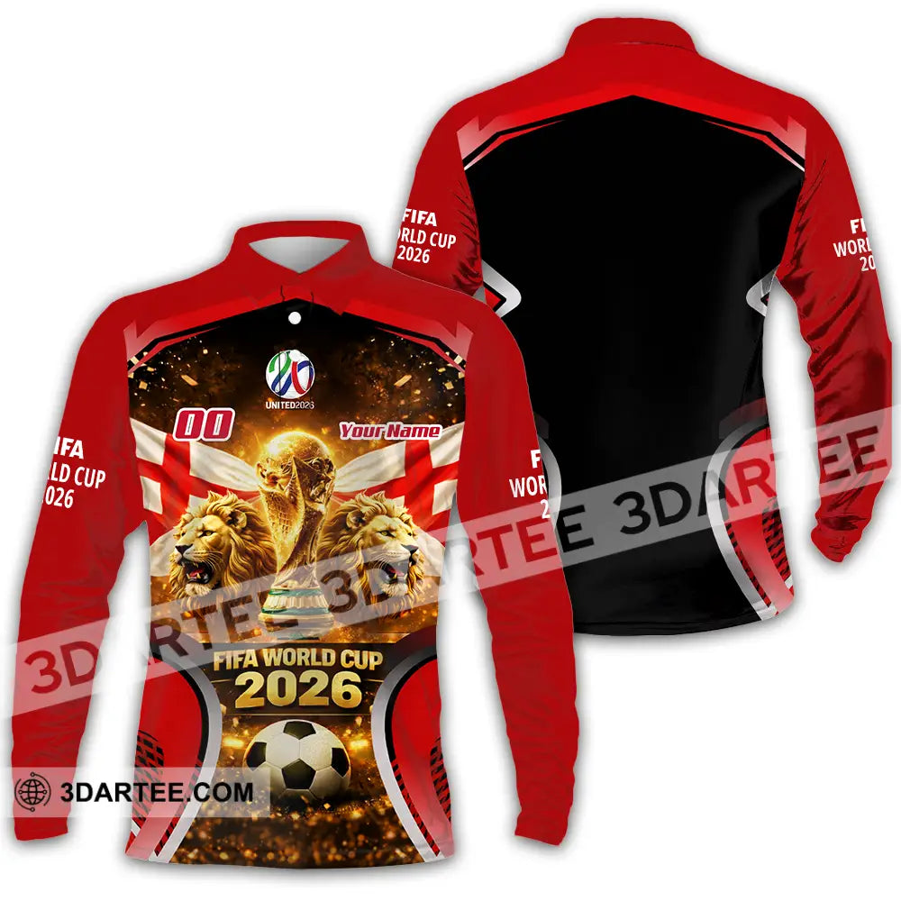 Unisex Shirt - Custom England World Cup 2026 3D Shirt - Long Sleeve Polo / S - T-shirt