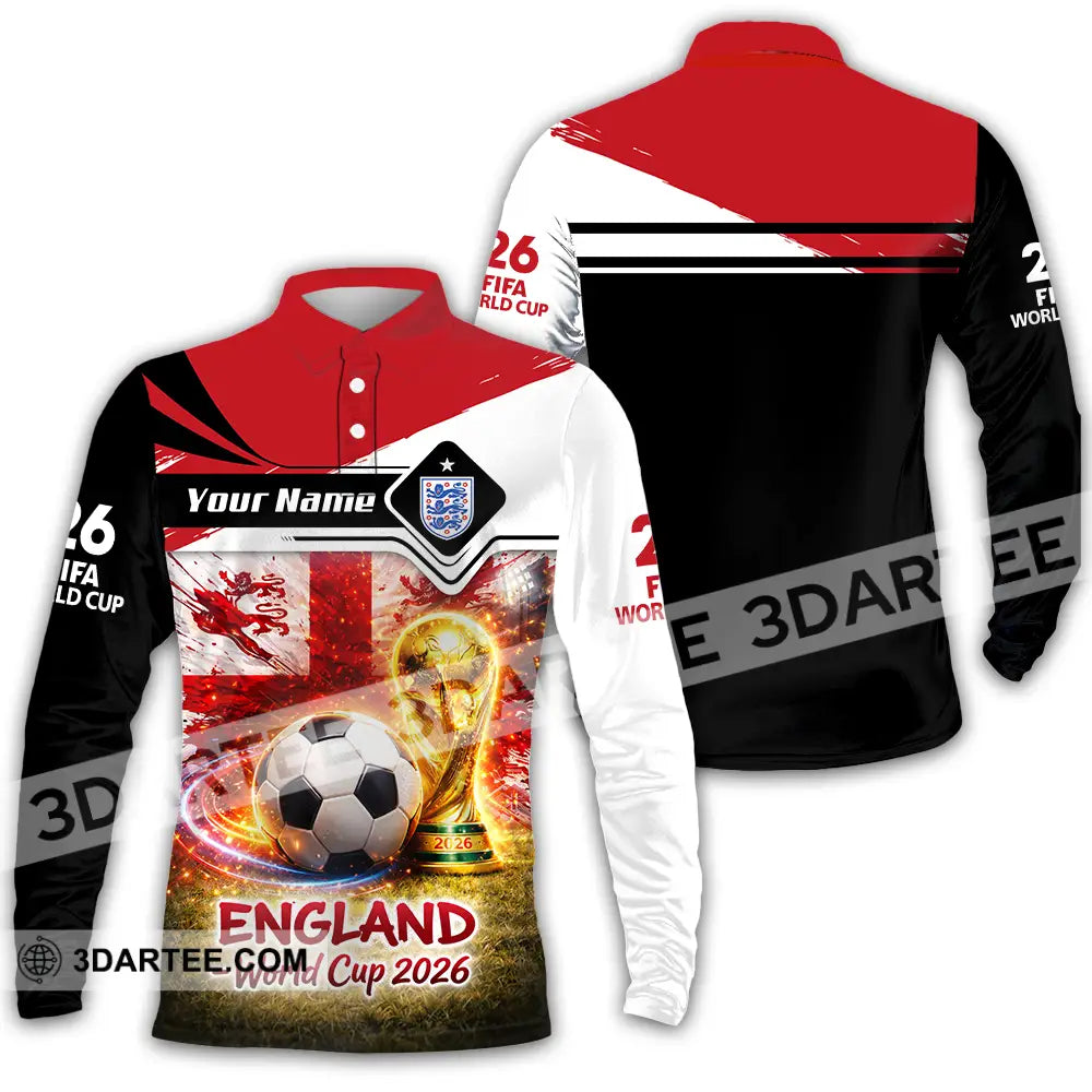Unisex Shirt - Custom England World Cup 2026 3D Shirt - Long Sleeve Polo / S - T-shirt