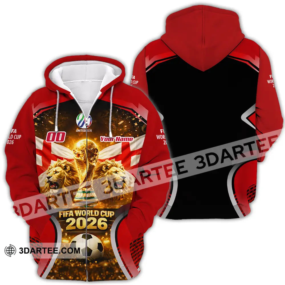 Unisex Shirt - Custom England World Cup 2026 3D Shirt - Zipper Hoodie / S - T-shirt
