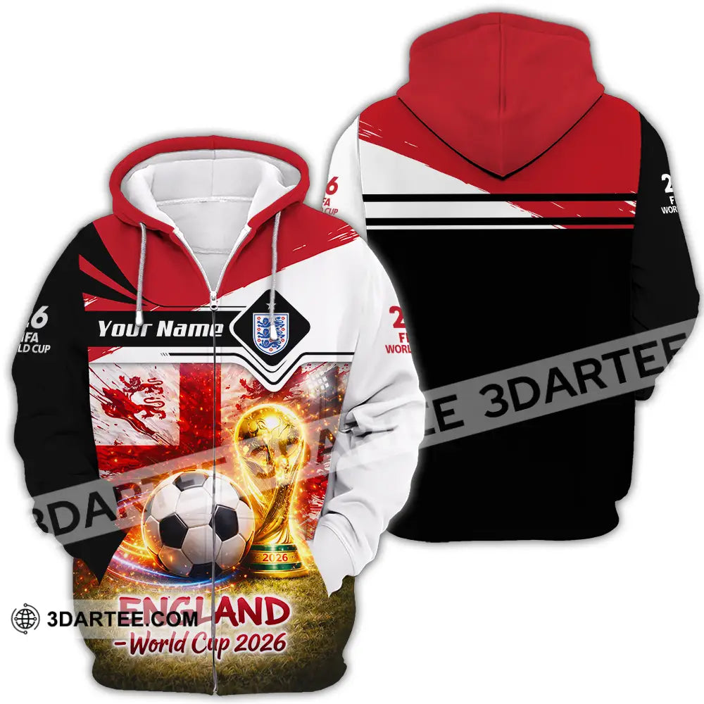 Unisex Shirt - Custom England World Cup 2026 3D Shirt - Zipper Hoodie / S - T-shirt