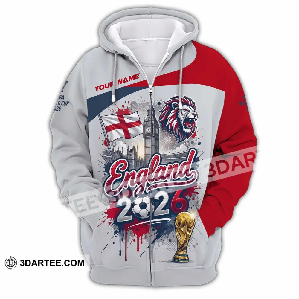 Unisex Shirt - Custom England World Cup 2026 3D Shirt - Zipper Hoodie / S - T-shirt