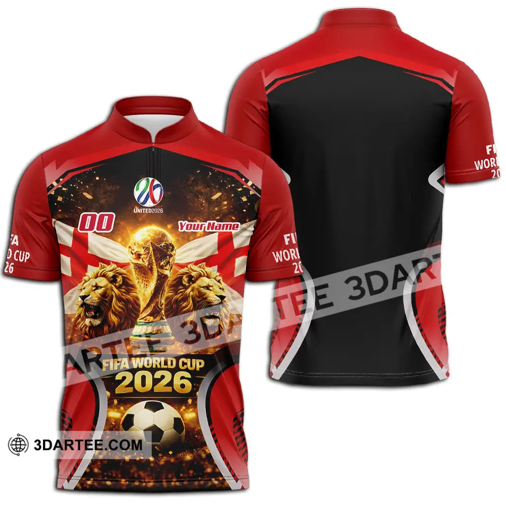 Unisex Shirt - Custom England World Cup 2026 3D Shirt - Zipper Polo Shirt / S - T-shirt