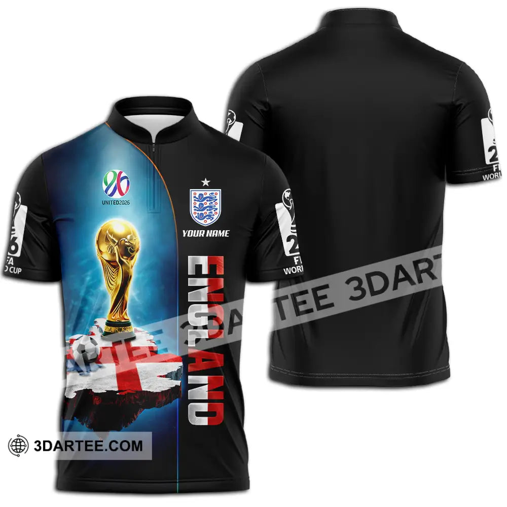 Unisex Shirt - Custom England World Cup 2026 3D Shirt - Zipper Polo Shirt / S - T-shirt