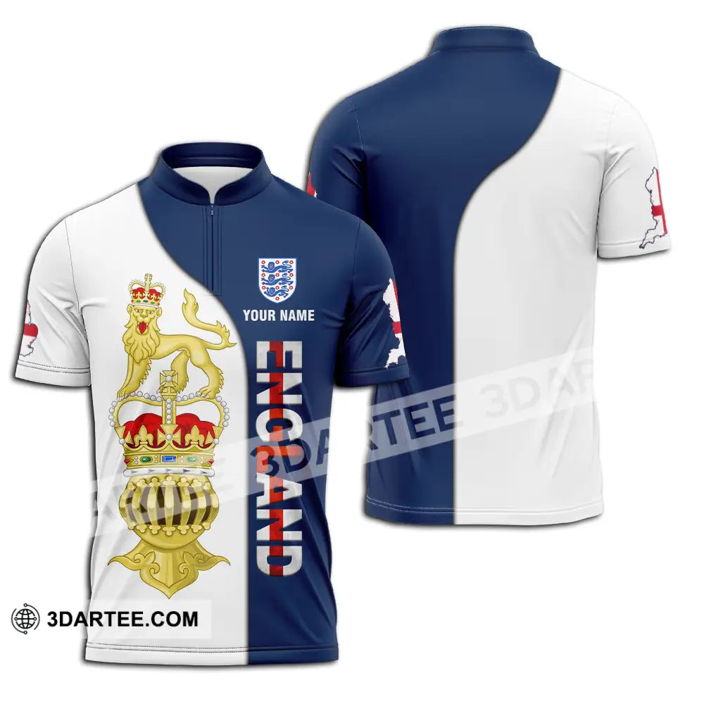 Unisex Shirt - Custom England 3D Shirt Zipper Polo Shirt / S T-shirt