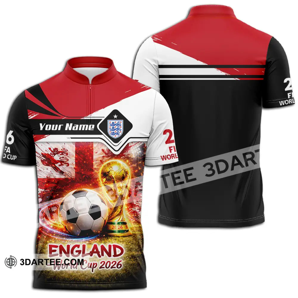 Unisex Shirt - Custom England World Cup 2026 3D Shirt - Zipper Polo Shirt / S - T-shirt