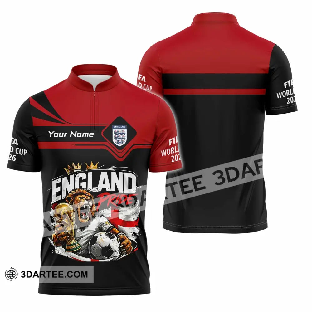 Unisex Shirt - Custom England World Cup 2026 3D Shirt - Zipper Polo Shirt / S - T-shirt