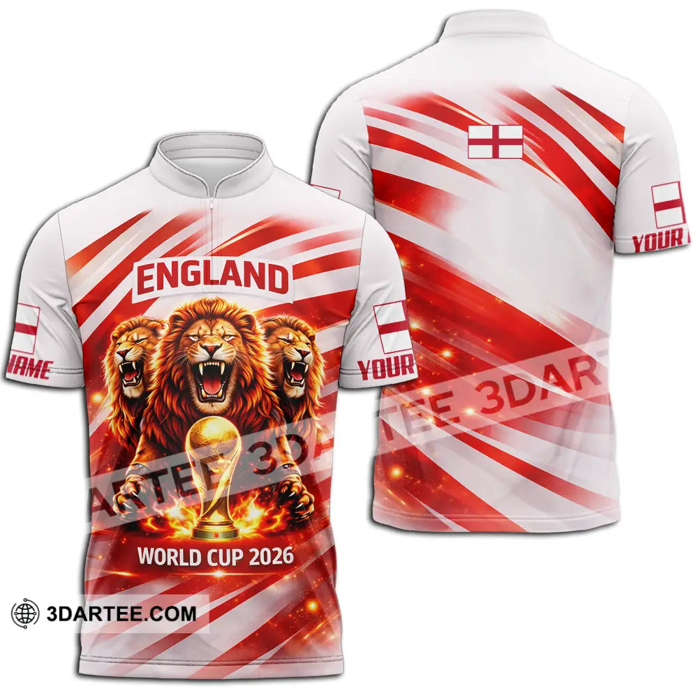 Unisex Shirt - Custom England World Cup 2026 3D Shirt - Zipper Polo Shirt / S - T-shirt