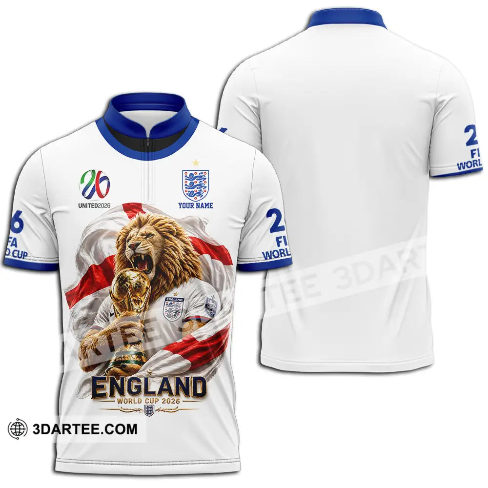 Unisex Shirt - Custom England World Cup 2026 3D Shirt - Zipper Polo Shirt / S - T-shirt