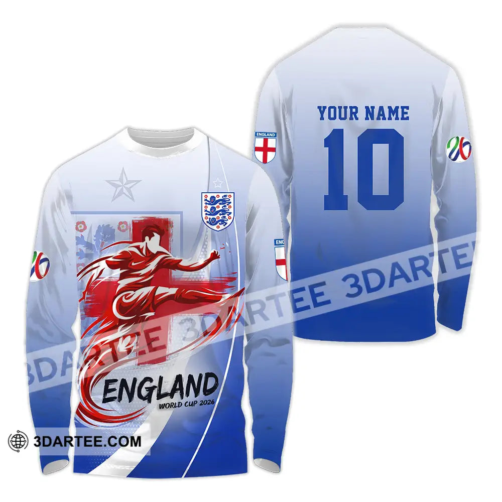 Unisex Shirt - Custom England FIFA World Cup 2026 3D Shirt Long Sleeve Shirt / S T-shirt