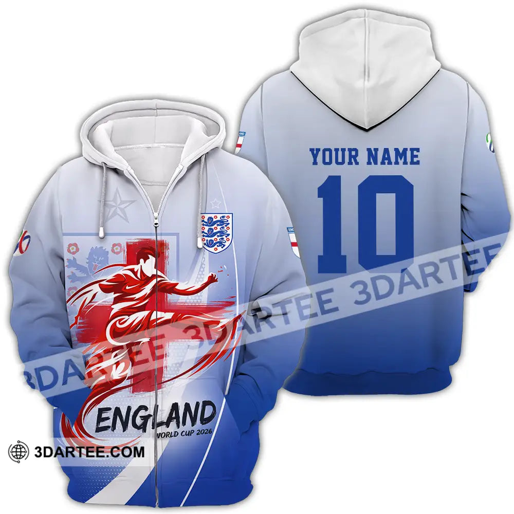 Unisex Shirt - Custom England FIFA World Cup 2026 3D Shirt Zipper Hoodie / S T-shirt