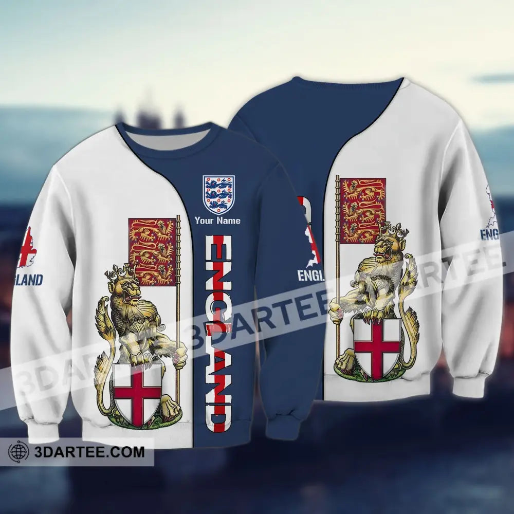 Unisex Shirt - Custom England Football Name T-Shirt Three Lion Long Sleeve / S T-Shirt