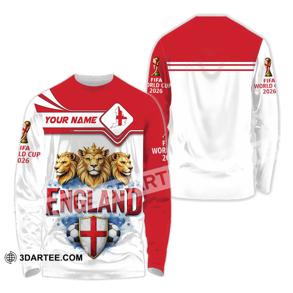 Unisex Shirt - Custom England World Cup 2026 3D Shirt Long Sleeve Shirt / S T-shirt
