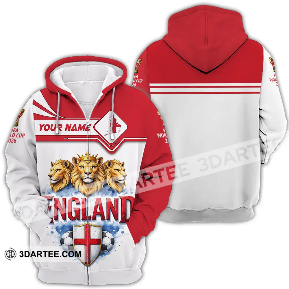 Unisex Shirt - Custom England World Cup 2026 3D Shirt Zipper Hoodie / S T-shirt