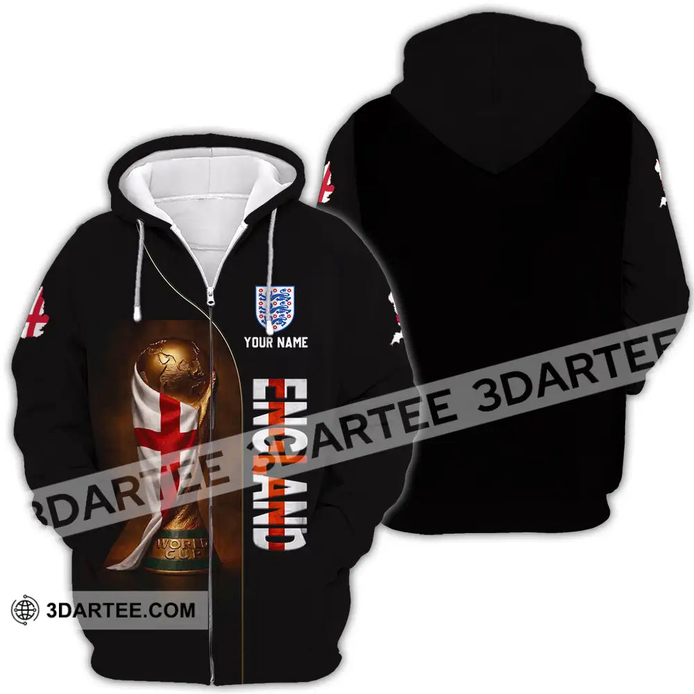 Unisex Shirt - Custom England World Cup 3D Shirt Zipper Hoodie / S T-shirt