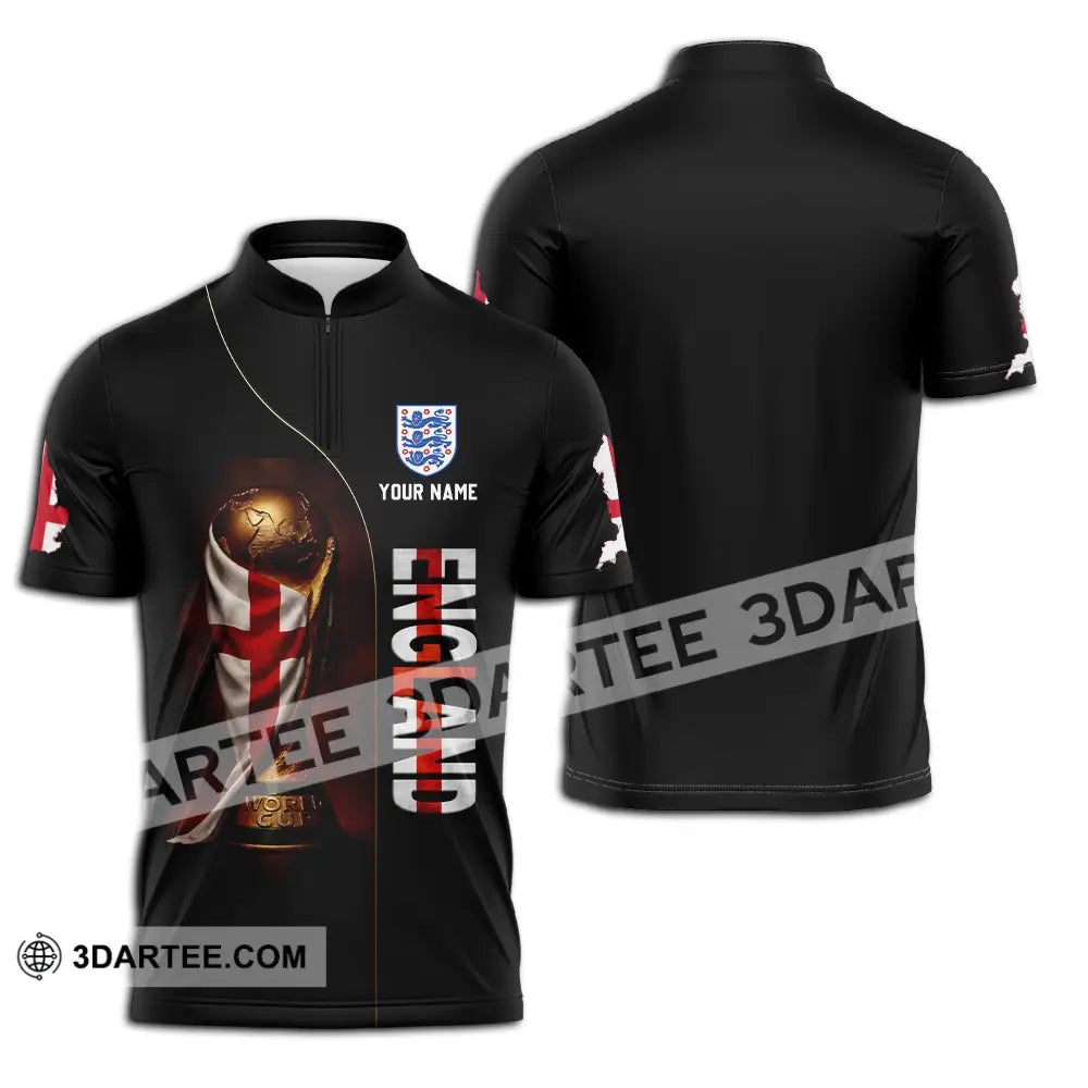 Unisex Shirt - Custom England World Cup 3D Shirt Zipper Polo Shirt / S T-shirt