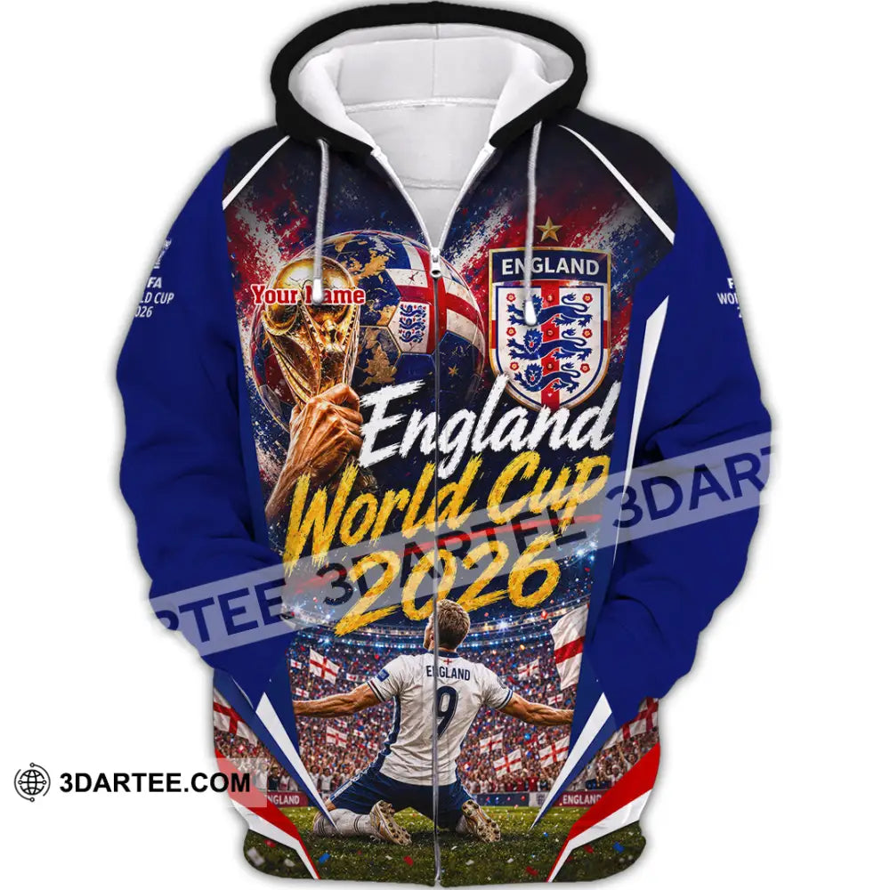 Unisex Shirt - Custom England World Cup 2026 Shirt - Zipper Hoodie / S - T-shirt