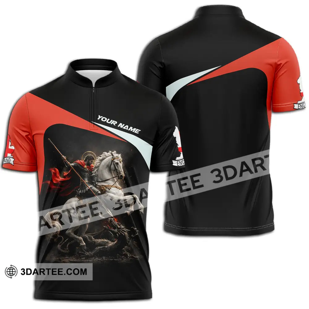 Unisex Shirt - Custom English Horseman 3D Shirt Zipper Polo Shirt / S T-shirt