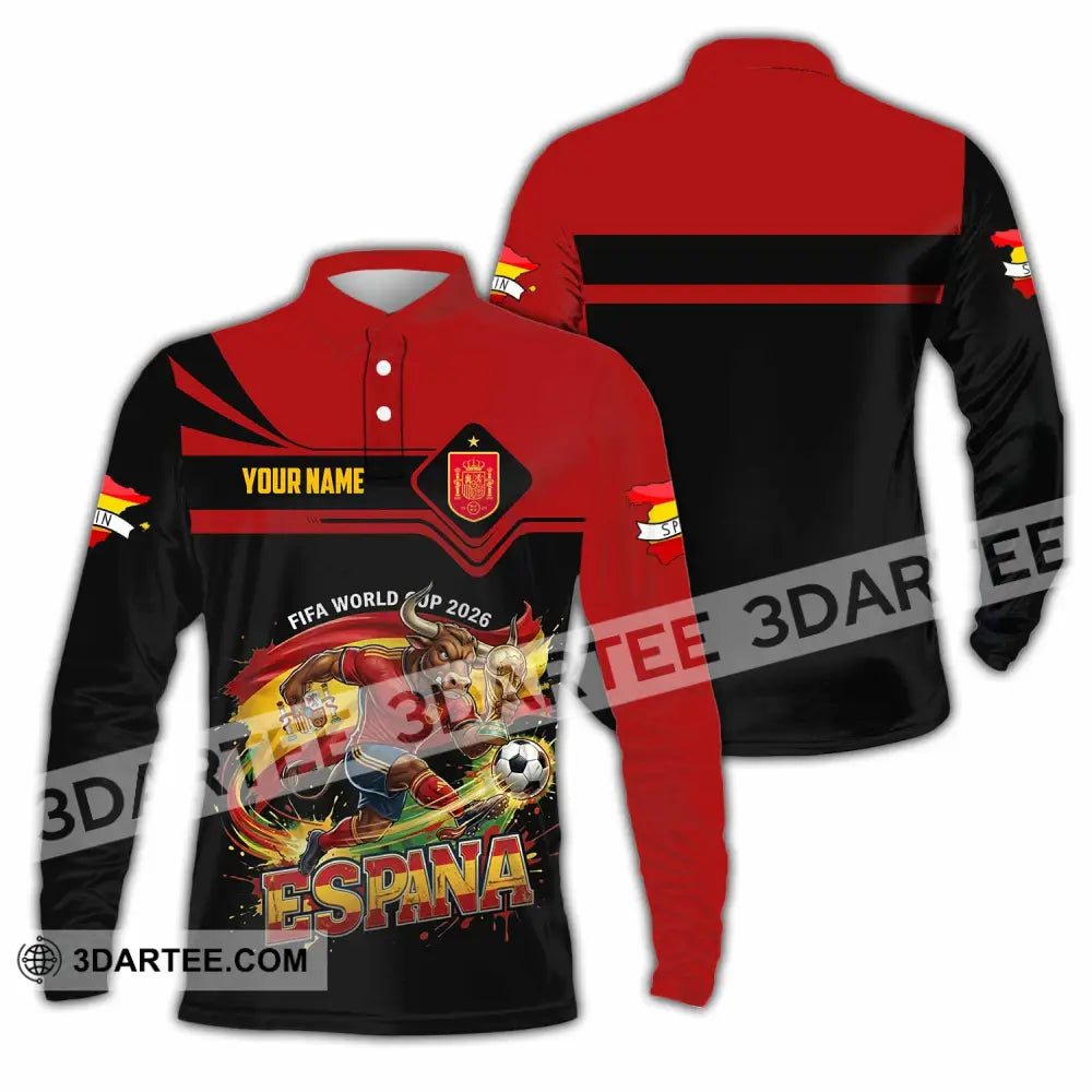 Unisex Shirt - Custom Espana Spain Fifa World Cup 2026 3D Shirt Long Sleeve Polo / S T-shirt