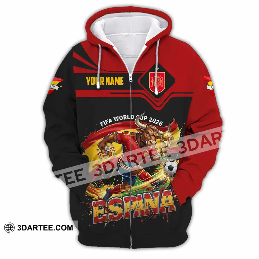 Unisex Shirt - Custom Espana Spain Fifa World Cup 2026 3D Shirt Zipper Hoodie / S T-shirt