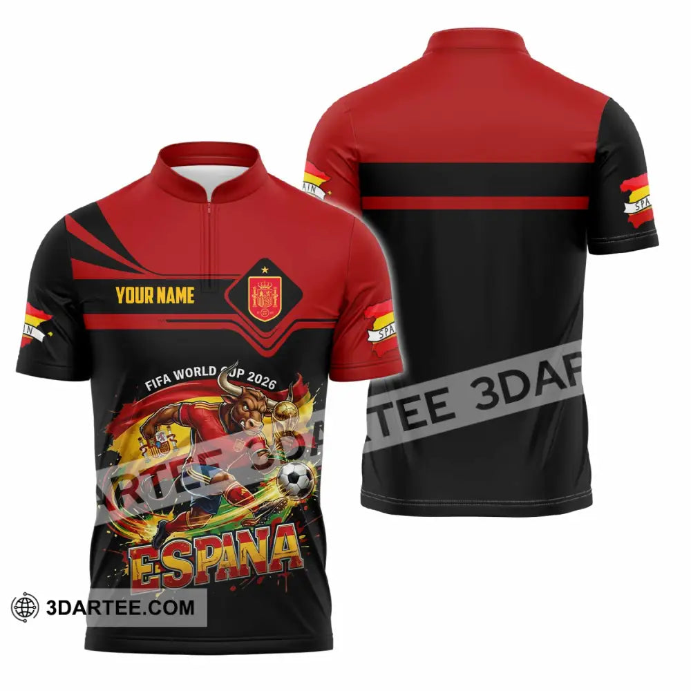 Unisex Shirt - Custom Espana Spain Fifa World Cup 2026 3D Shirt Zipper Polo Shirt / S T-shirt