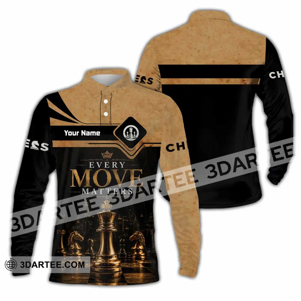 Unisex Shirt - Custom Every Move Matters Chess Shirt - Long Sleeve Polo / S - T-shirt