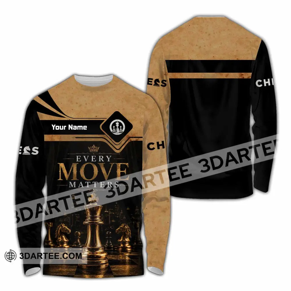Unisex Shirt - Custom Every Move Matters Chess Shirt - Long Sleeve Shirt / S - T-shirt