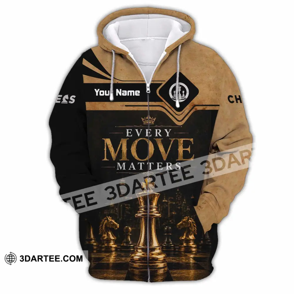 Unisex Shirt - Custom Every Move Matters Chess Shirt - Zipper Hoodie / S - T-shirt